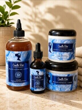 Camille Rose Black Castor Oil + Chebe 4-Piece Hair Care Set | NEW